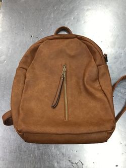 Tan Faux Leather Mini Backpack