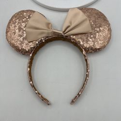 Rose Gold Sequin Minnie Ears Headband Disney Style Costume Adult