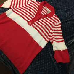 White Stag Woman 22/24 3x Red White Striped Pullover Top Shirt Sweater 