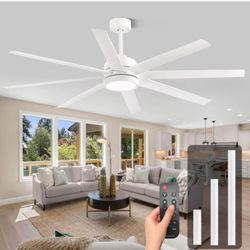 65 Inch Ceiling Fan with Light and Remote for Living Room Kitchen Office, Indoor/Outdoor Use, 24W