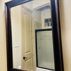 Large 32x42 Framed Wall Mirror – Dark Wood Frame