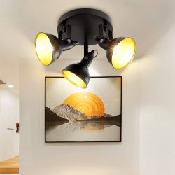 3-Light LED Black Adjustable Ceiling Light, Retro 21 cm Diameter Ceiling Spotlights