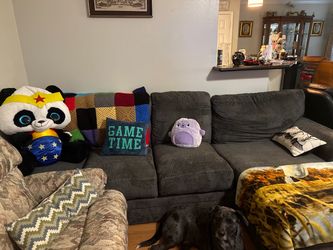 Gray Fabric Sectional Sofa