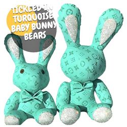 TICKLED IN TURQUOISE HANDMADE STUFFED BUNNIES 