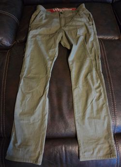 Wrangler Men’s Green Stretch Canvas Pants Straight Leg Regular Fit 30/32 M