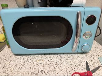 blue vintage style microwave