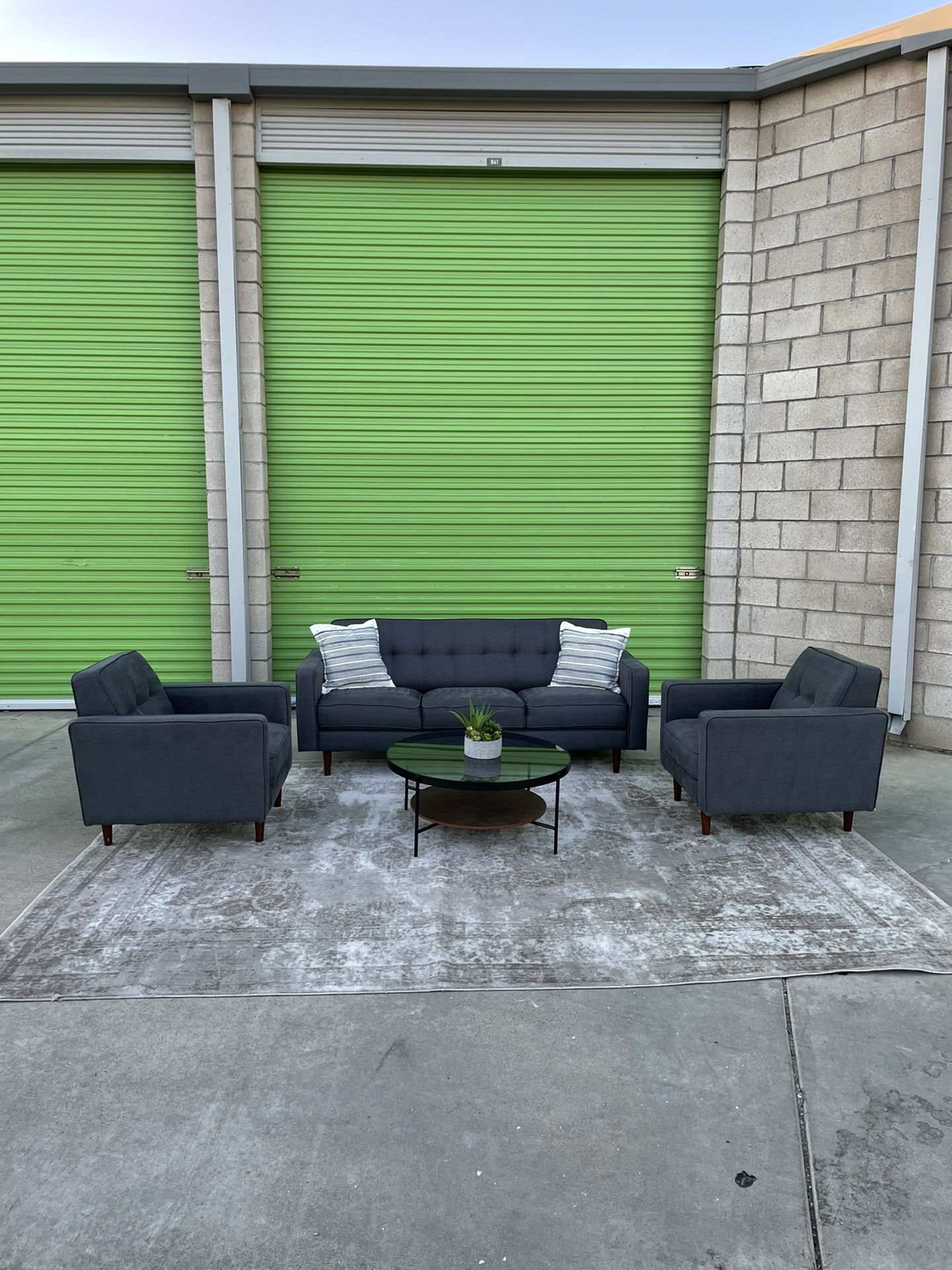 *Free Delivery* Gray Modern Living Spaces Couch Sofa Chair Set