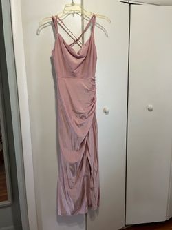 Elegant Dusty Rose Pink Ruched Maxi Dress – XS