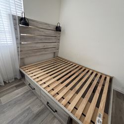 Queen Bed Frame With Storage And 2 Drawers 