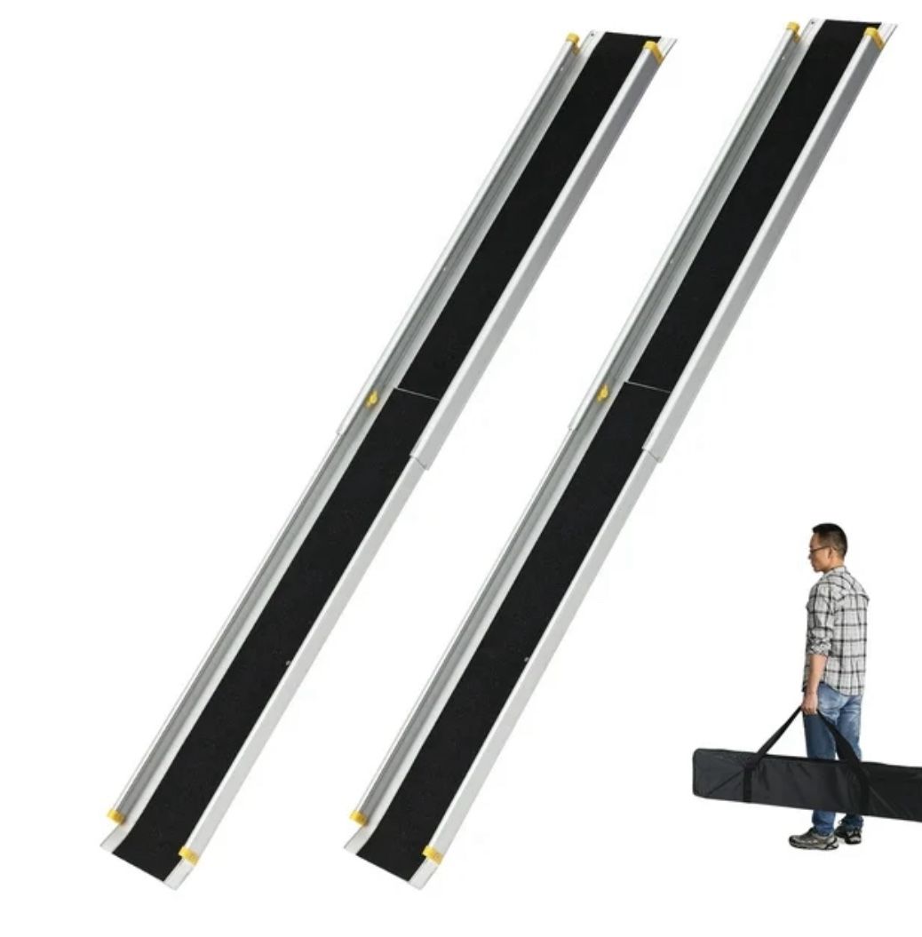 8 Ft Ramp for Home Steps, Aluminum Portable Wheelchair Ramps with Carrying Bag, Weight Capacity 600 LBS,1 Pair