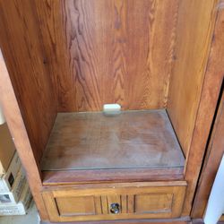 2 Wood Cabinets  With Drawer And Glass Shelves 
