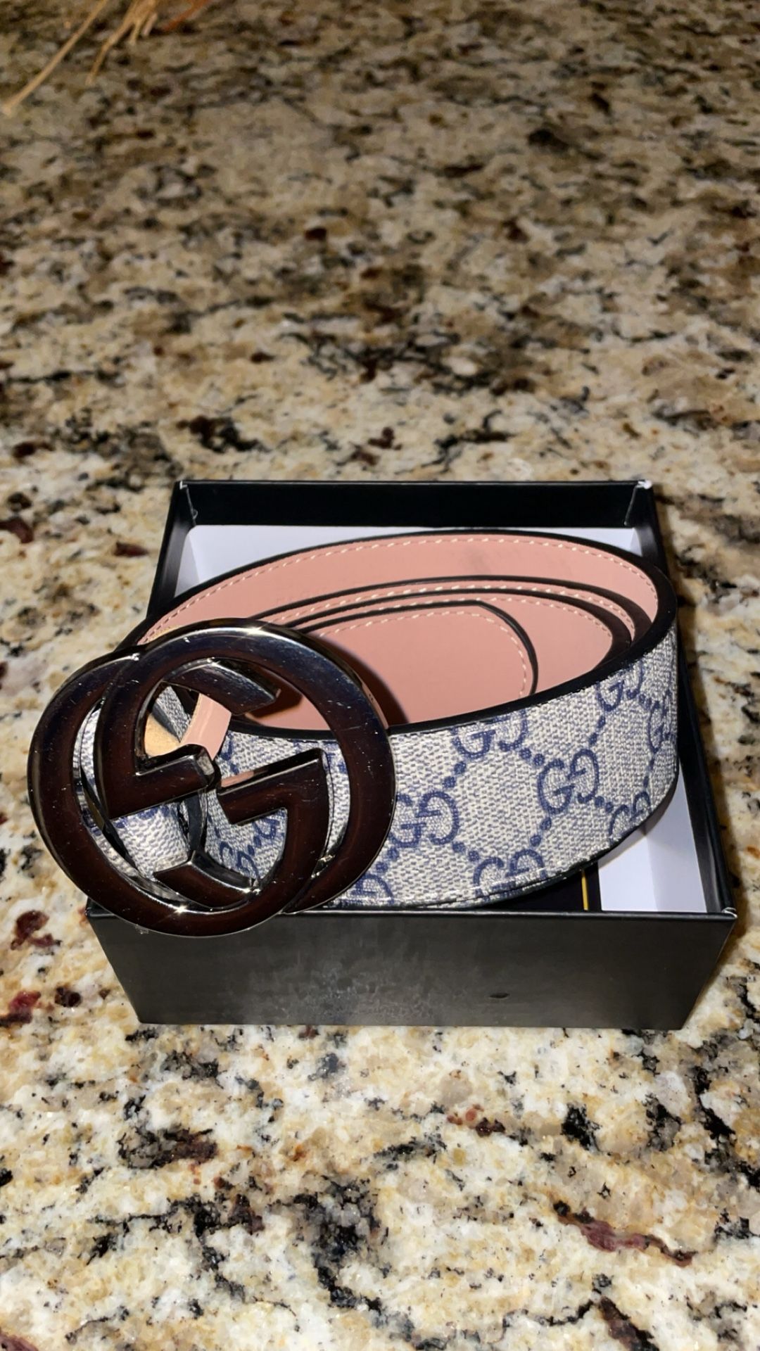 Gucci Belt GG Supreme Interlocking G Buckle 1.5W Beige 