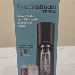 SodaStream Terra Manual Sparkling Water Maker, Black with 1 Bottle and Co2