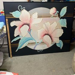 Floral Oil Painting- Black Wood Frame