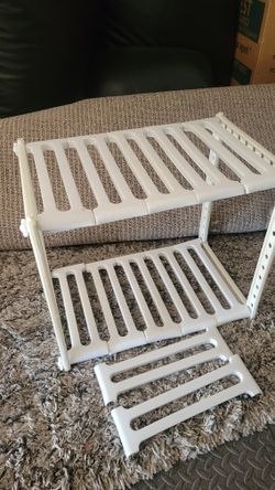 Expandable 2 Tier Adjustable Under Sink Organizer, Bathroom Kitchen Pantry Organization, Storage Shelves, Plastic Cleaning Supplies