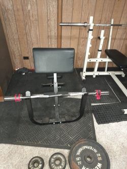 Keys Fitness Olympic Weight Bench With Leg Press Set