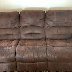 Brown Couch with Electric Recliners 
