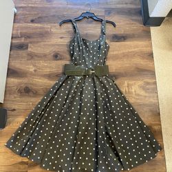 Brand New Woman’s Bailey Blue brand Brown Polka Dot Dress Up For Sale