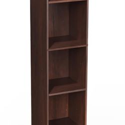 5 Cube Storage Organizer, 5 Tier Cube Low Bookcase Freestanding Storage Display Organizer, Three-Cubes Open Shelf Bookshelf for Home Office (Dark Brow