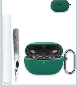 Case for SoundPEATS CC Clip Earbuds Silicone Cover w/ Cleaner Kit Carabiner Green