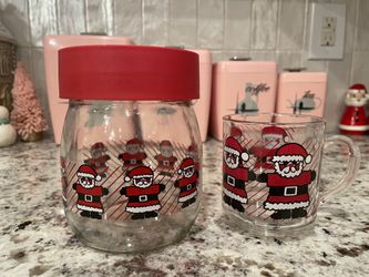 Carlton Glass Santa Canister And Mug Christmas 