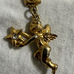 Cheeky Cupid Cherub Guardian Angel brooch pin raw brass vintage