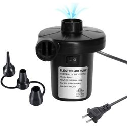 Electric Air Pump for Inflatables Air Mattress Pump Airbed Boat Pool Raft Inflatable Pool Toys Portable Pump with 3 Nozzles （130W）X002I63O4J