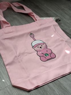 Starbucks Pink Bear Tote Bag NWT Canvas Shopper Reusable Bag Kawaii Limited Edition
