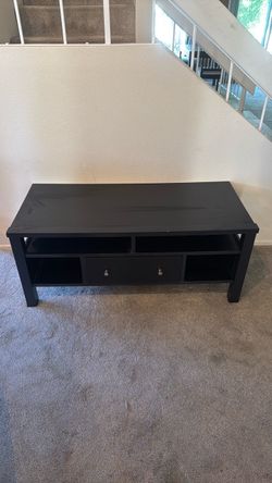 Black TV Stand with Shelves and Drawer