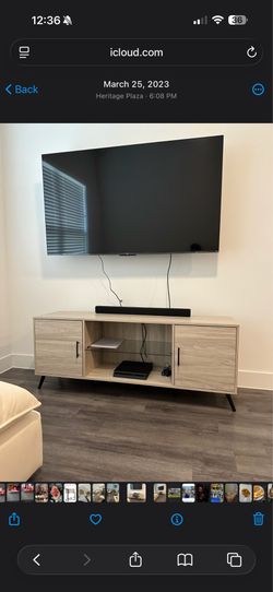 Walker Edison Saxon Mid Century Glass Shelf TV Stand
