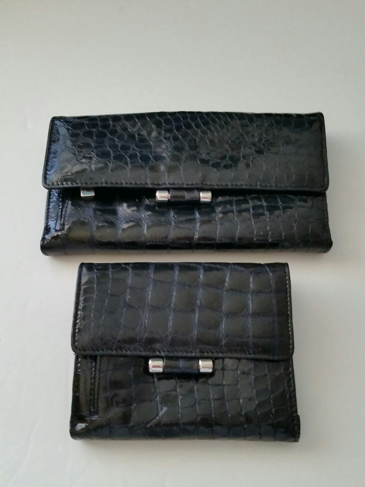 2 Americana Blue Patent Leather Wallets