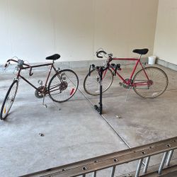 2 Schwinn 10 Speed Bikes And Car Bike Rack.