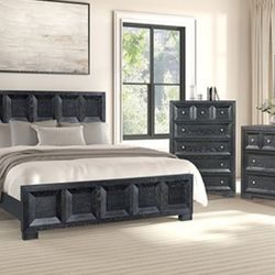 Brand New Black 4pc Queen Bedroom Set (Available In Eastern King)