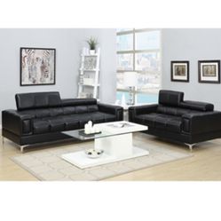 Gorgeous Black Colored 2 piece Sofa and Loveseat Set