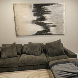 High End Moe's Home Collection Gray Corduroy Modular Sectional Couch