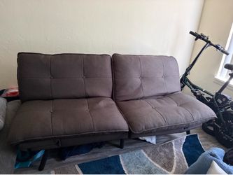 Brown Tufted Convertible Futon Sofa Bed – Reclines Flat