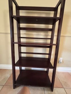 Dark Wood Folding Ladder Bookshelf