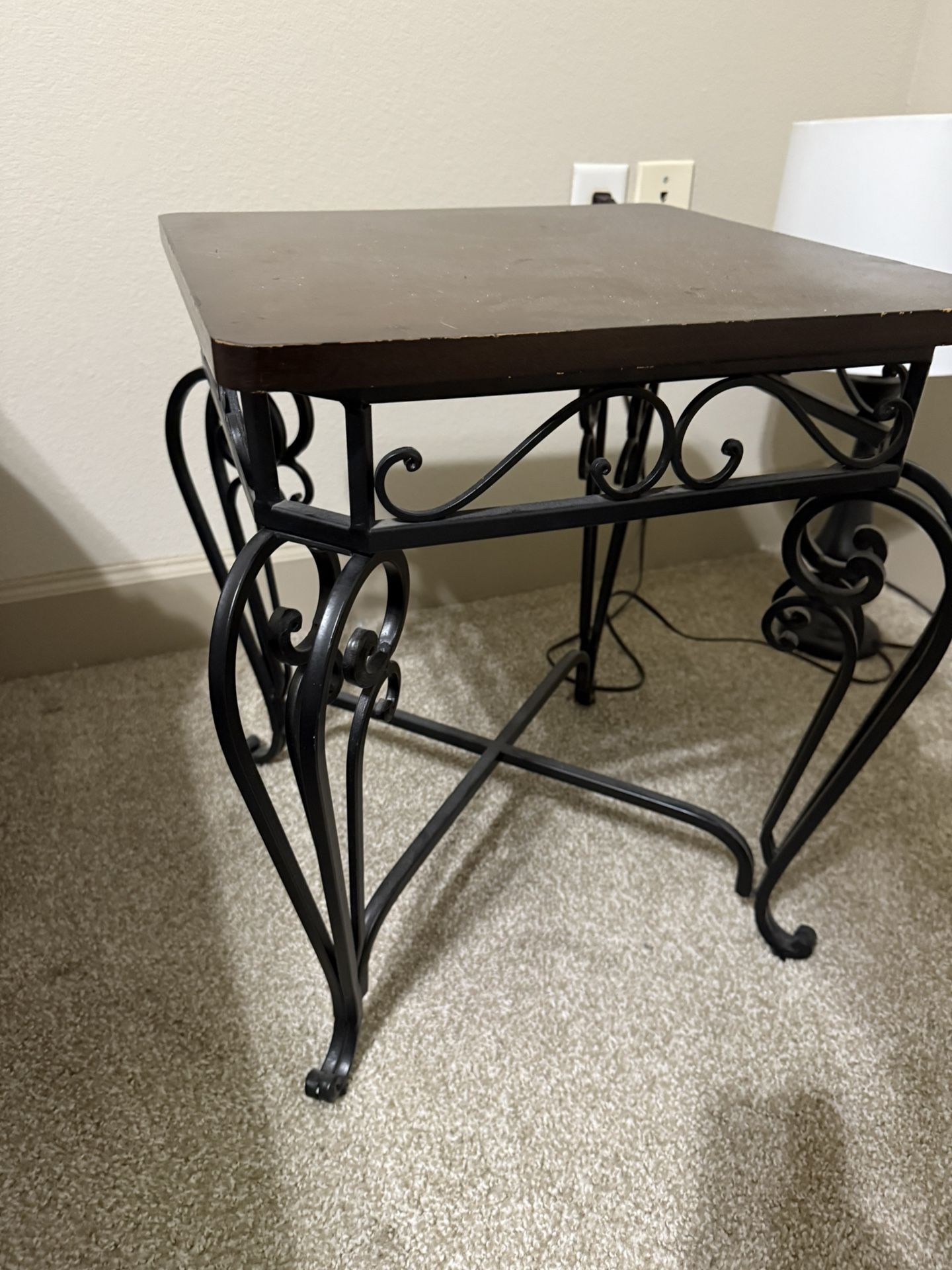 Wood and Wrought Iron accent Table (Two) 