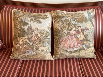 Vintage Tapestry Needlepoint Pillows (2)