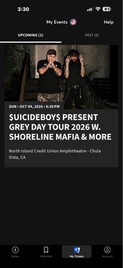 2 $uicideboy$ Grey Day Tour 2026 Tickets - Chula Vista, CA - Oct 4
