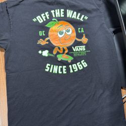 Vans “Off The Wall” Orange OC CA Skateboarding T-Shirt Medium Black