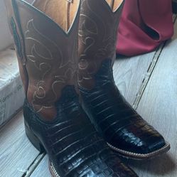 Tony Lama Caiman Belly Square Toe Boots