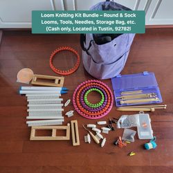 Loom Knitting Kit Bundle – Round & Sock Looms, Tools, Needles, Storage Bag, etc.