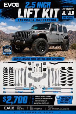 EVO MFG 2.5 Inch Lift Kit Jeep Wrangler JL/JLU