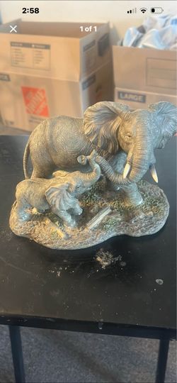 Mother Elephant with Baby Figurine