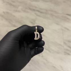 Natural Diamond “D” Pendant 10K Gold