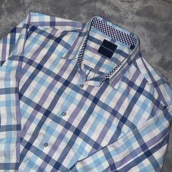 Tommy Bahama Shirt Mens XLarge Blue Plaid Long Sleeve Pearl Button Front