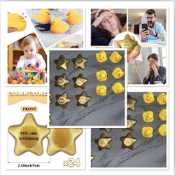 10Pcs Star Stress Balls,2.16 Inch & 10 Bathtub Floating Squeaky mini Duck