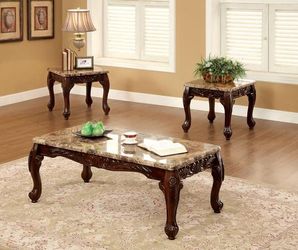 Brand new brown faux marble coffee table + 2 end tables
