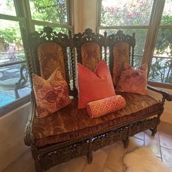 Stunning  Carved Wood Late 1800s Settee RESTORED 